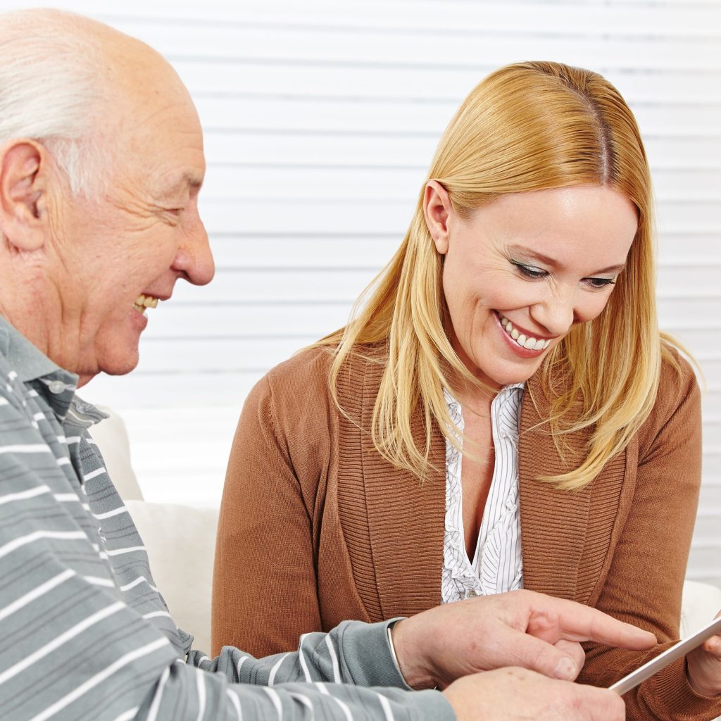 Happy senior citizen enjoying companionship and care with Kriel Care Specialists